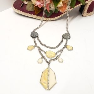 Unique Silver Druzy & MOP Statement Necklace